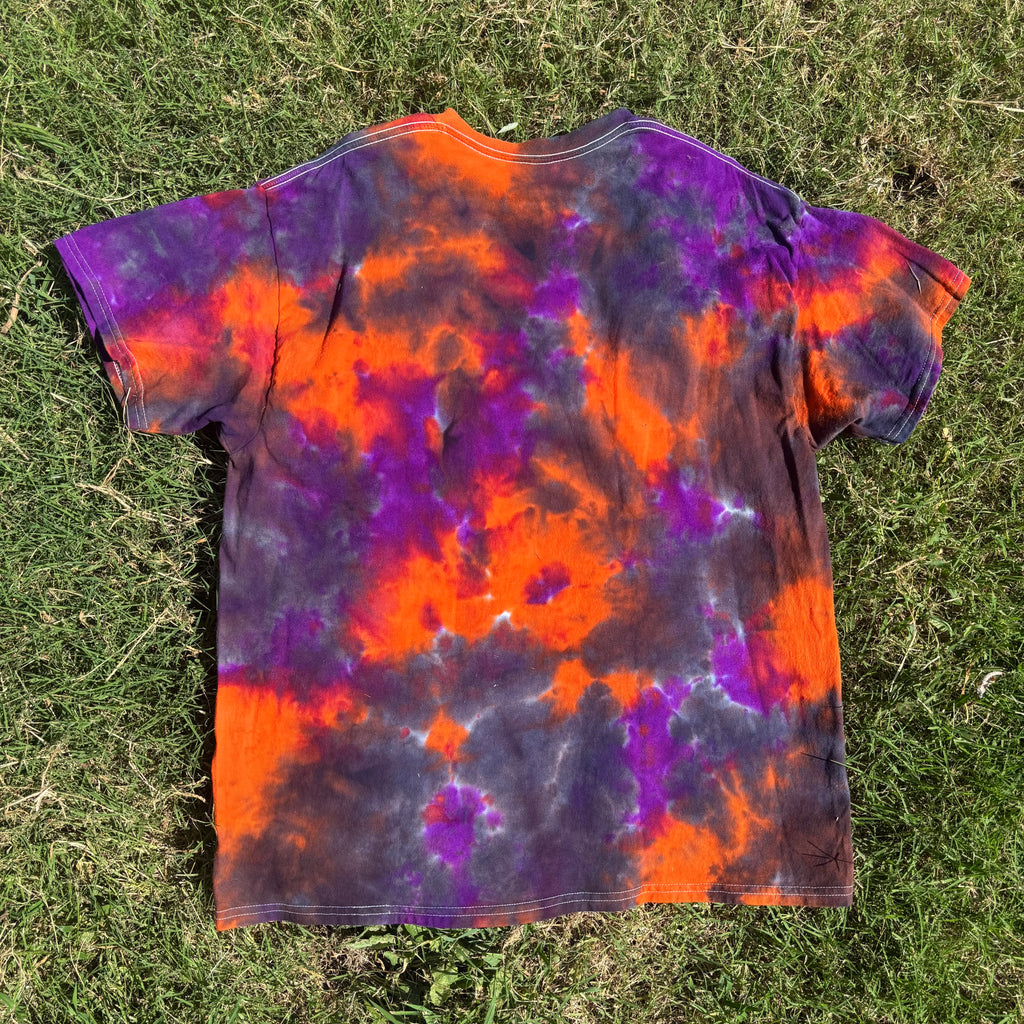 Short Sleeve Purple, Orange, and Black Scrunch